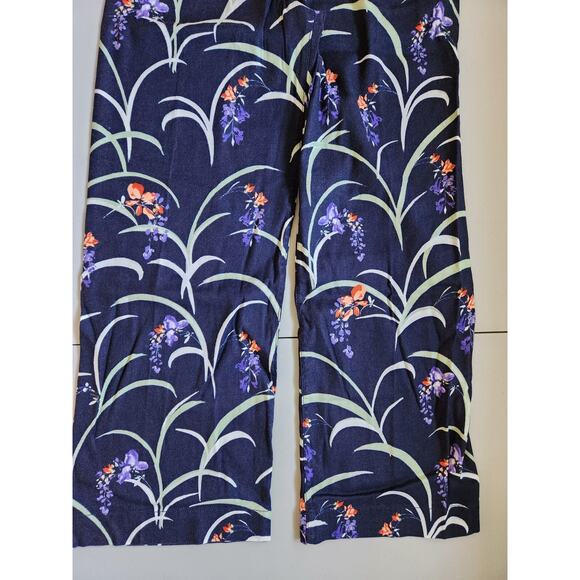 NWT Maeve The Colette Cropped Wide-Leg Linen Pants Sz 27 Tall Blue Floral #7E405 - Picture 10 of 11